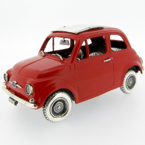 Vintage Red Fiat 500 - Passion - Silver and Enamel - Click Image to Close